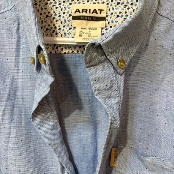 Ariat Modern Fit Blue Micro-Dot Button-Down Shirt – Men's XL - Picture 4 of 8